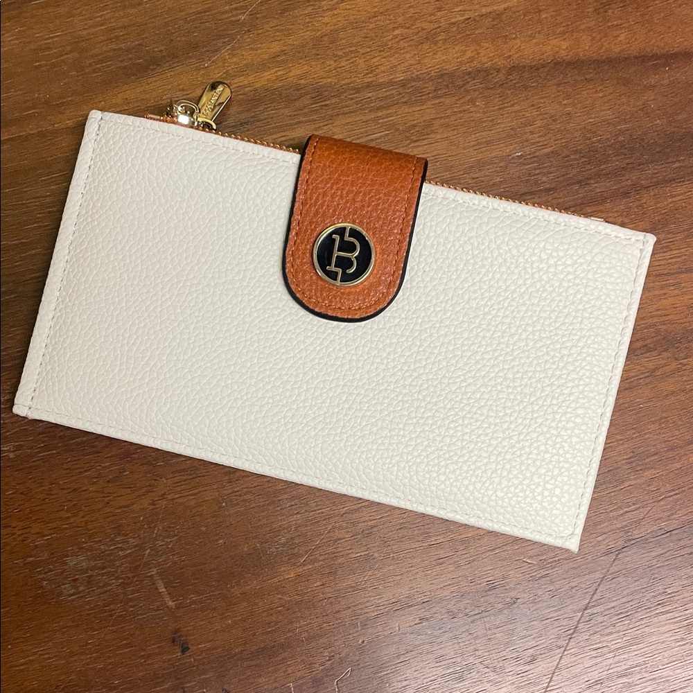Bostanten Elegant Cream and Tan Women's Wallet